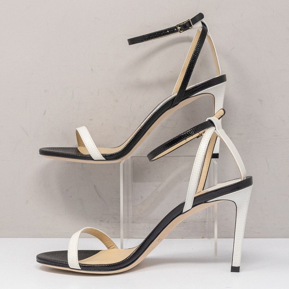 Jimmy Choo Minny 85 Black/White Leather Sandals Size 38 (8 US) - Picture 3 of 8